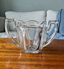 Chunky vintage Davidson glass 'Chippendale' sugar bowl art deco style