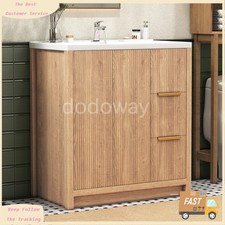 Wood Bathroom Vanity Storage Cabinet with Ceramic Sink  Soft-Close Drawers USA