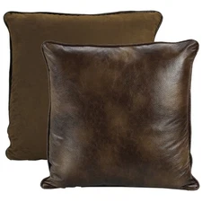 Brown Faux Leather Euro Pillow with Feather Insert 27" x 27"