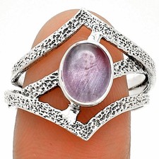 Natural Amethyst Cab - Brazil 925 Sterling Silver Ring s.9 Jewelry R-1471