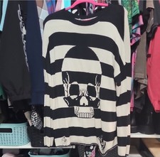 Iron Fist Black and Cream Skull Sweater Size L