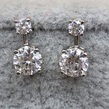 Sterling Silver 925 CZ Crystal Faux Diamond Pierced Earrings