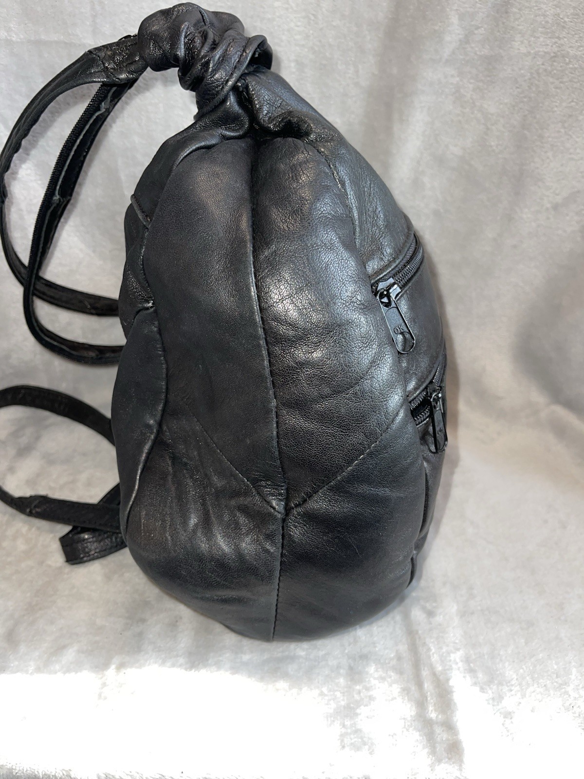 Black Leather Patchwork Backpack Purse Soft Leath… - image 4