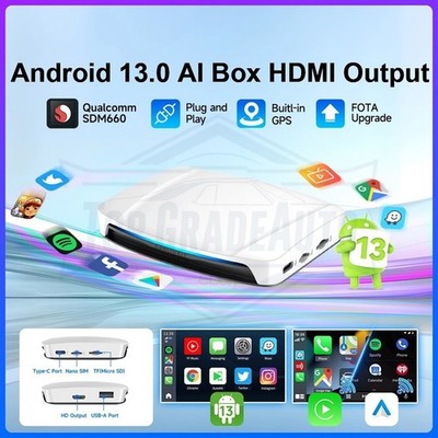 Carlinkit UHD Wireless Android TV Ai Box 660 GPS Netflix Youtube Carplay HDMI