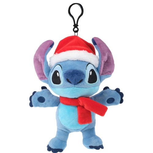 Disney Stich 6 Zoll Plüschkumpel mit Nikolausmütze & Clip, Weihnachten Stofftier - Bild 1 von 3