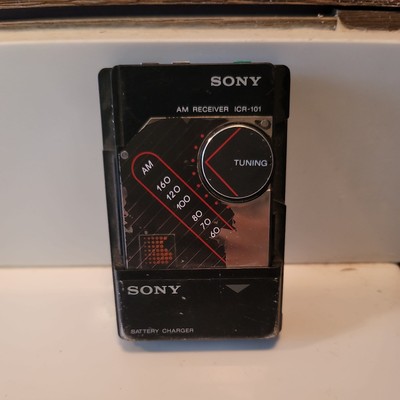 Rare Vintage Sony ICR-101 AM Pocket Card Radio W/Charging Dock | eBay
