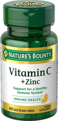 Nature s Bounty Vitamin C + Zinc Immune Support Supplement 60mg 60 Tablets