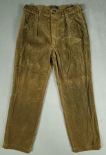 Polo Ralph Lauren Andrew Pant Mens 38x32 Brown Corduroy Pleated Front Chino