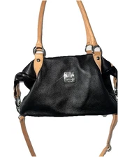 I Medici Firenze Vintage Black & Tan leather Handbag Shoulder Bag Made In Italy