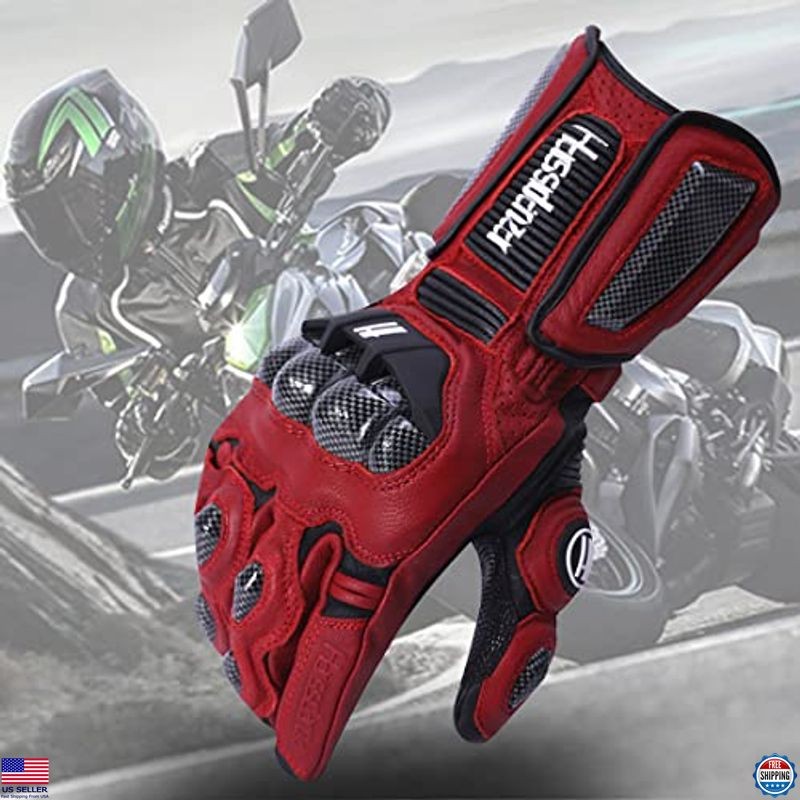 Harssidanzar KM045 Carbon Fiber Knuckle Motorcycle Gloves - Unisex Leather Gear