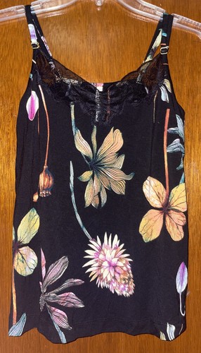Soma Cool Nights Borde de Encaje Cami Flores Prensadas Negro Talla XS NUEVO CON ETIQUETAS - Imagen 1 de 5