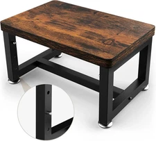 Step Stool Height-Adjustable Wooden Step Ladder Metal Foot Stool Small Kitch