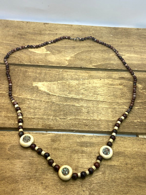Vintage Southwestern Jasper, Turquoise & Antler Sterling Silver Necklace 22 
