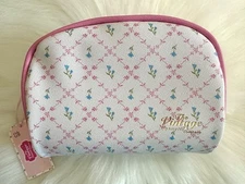 THE VINTAGE COSMETIC Company Pink Floral Pattern Makeup Bag New