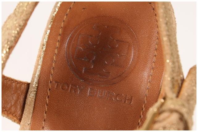 Tory Burch Gold Leather Sandals Strap Cork Sole 65M Used thumbnail 4