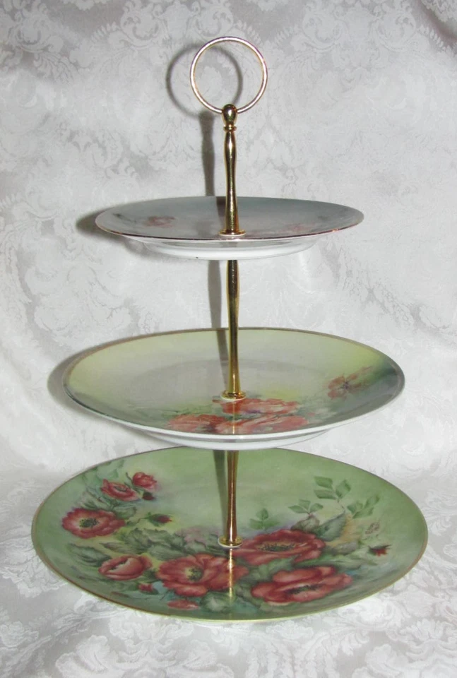 Заказная трехъярусная подставка для торта для чаепития с винтажными HPlates - Изображение 2 из 4