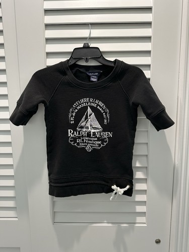 Ralph Lauren Girls Kids Black Short Sleeve Graphic Sweatshirt M 8-10 - Picture 3 of 9