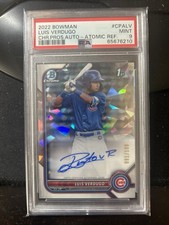 2022 Bowman Chrome Prospect Auto Atomic Refractors Luis Verdugo /100 PSA 9 Ae