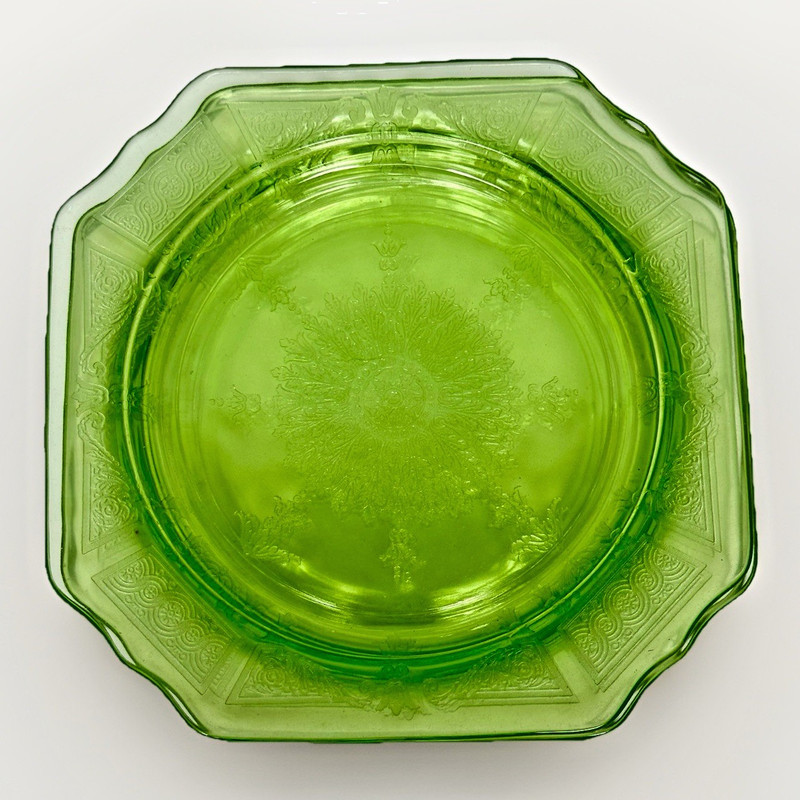 Anchor Hocking Princess Green Uranium Depression Glass Dinner Plates lot of 5