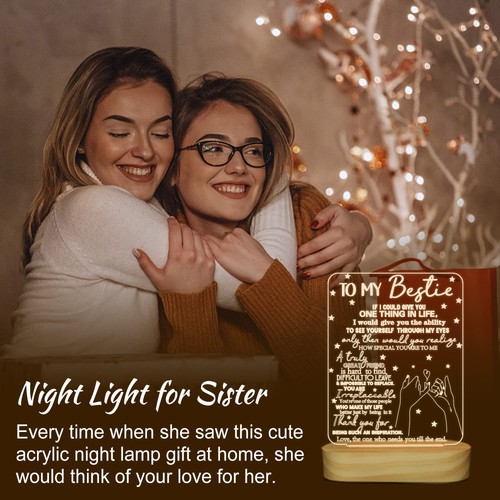 to My Bestie Gifts,Lampada Illusione 3D Ti Amo Amici Luce Notturna per Migliore F... - Foto 4 di 9