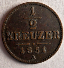1851 AUSTRIA 1/2 KREUZER - Excellent Vintage Coin - Lot M6