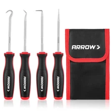 ARROW 4-Piece Precision Hook and Pick Set with Pouch, Mini Pick Tool Set for ...