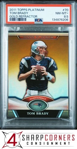 2011 TOPPS PLATINUM GOLD REFRACTOR #70 TOM BRADY  PSA 8.5