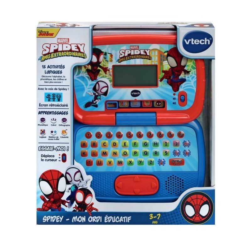 Ordi éducatif VTech Spidey pour apprendre l'alphabet et la logique sans écran passif