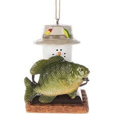 Ganz S'mores Resin Hanging Holiday Ornament, Snowman with Fish