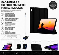 Tri-fold Flip Case iPad mini 6 Soft Protective Cover Auto Sleep/Wake and Stylus