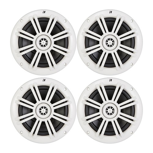 Kicker 41BKM604W 6.5" 150 Watt Max 2-Way Marine White Boat Audio Speaker (Qty 4)