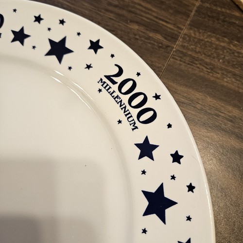 LIBBEY Restaurant Basics 2000 Millennium 11 1/2" Dinner Plate Blue On White - Picture 3 of 7