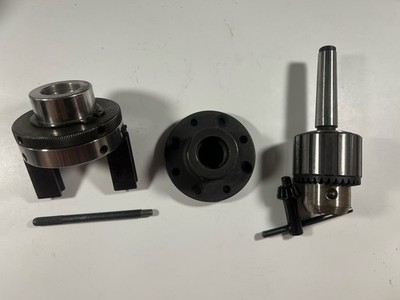 Lathe Tooling Lot   Drill Chuck, 1  FNPT Backplate, ID Expanding Chuck