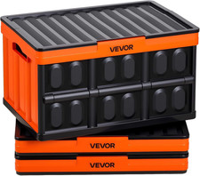 Stackable 45L Plastic Storage Bins with Lids - 3 Pack Heavy Duty Crates