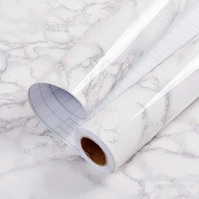 practicalWs Glossy Marble Contact Paper White Peel and Stick for Countertop Grey