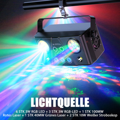 5-in-1 Bühnenbeleuchtung LED Laser Discokugel RGB DMX Steuerung & Fernbedienung
