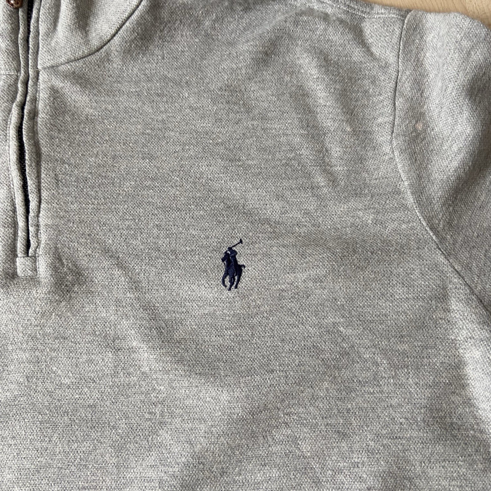 Polo Ralph Lauren Grey Heather 1/2 Half Zip Estate Rib Sweater Grey L image 2