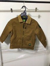 John Deere JD Boys Tractor Jacket XS 4-5 Bronze Canvas Full Zip