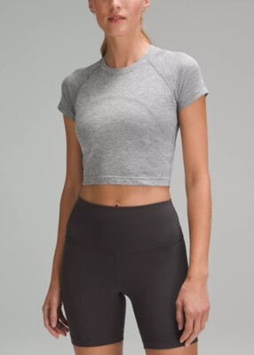 Lululemon Swiftly Tech kurzärmeliges Shirt 2.0 schiefer/weiß LW3GZHS