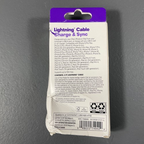Infinitive Durable 3 Ft. 8 Pin Connector Cable Cahrge & Sync White for Apple - Picture 12 of 24
