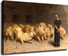 Daniel In The Lions Den 1872 By Briton Riviere Poster Painting Canvas Wall