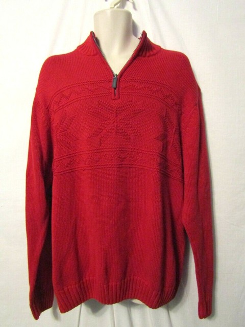 mens chaps by ralph lauren 1/4 zip lodge sweater XL nwt $80 snowflake red | eBay