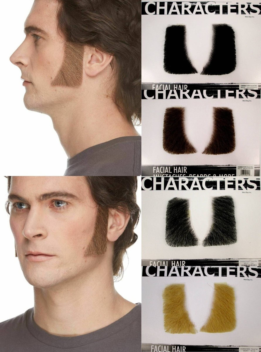 HUMAN HAIR COSTUME SIDEBURNS MUTTON CHOPS BIKER GREASE DICKENS LOGAN WOLVERINE