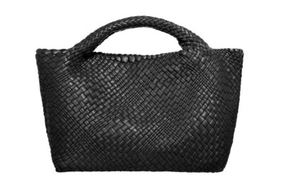 FALOR FIRENZA  Large Black Woven Leather Tote Bag NWT Made In Italy