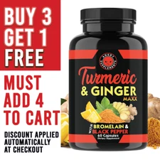 Turmeric Curcumin with Ginger + Black Pepper, Joint Pain, Maxx Strength Capsules