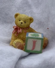 CHERISHED TEDDIES Mini Figurine - ABC Block J - 1995 Enesco