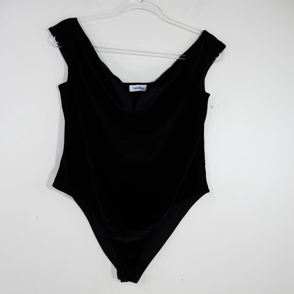 NANUSHKA Gesa Off-shoulder BODYSUIT Size XL Black Stretch