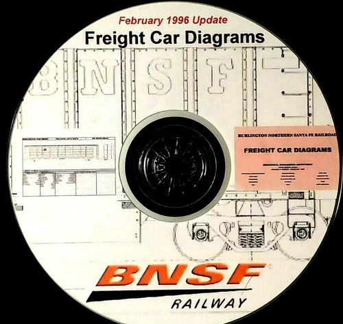 BNSF Burlington Northern Santa Fe 1996 Freight Car Diagrams PDF Pages on DVD