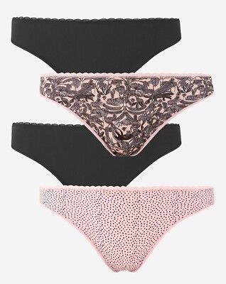 Pretty Secrets Thong PLUS SIZE UK 32 - 34 *4 Pack / Pairs* Micro Briefs Knickers