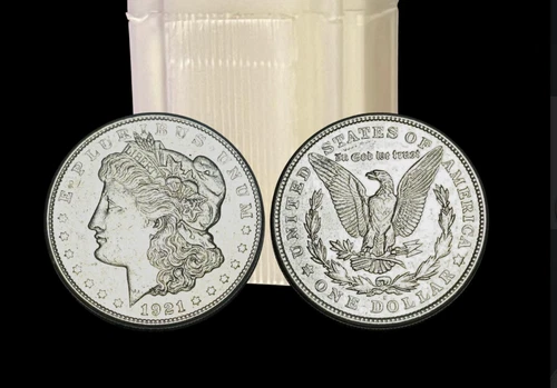 1921 Morgan Silver Dollar - Choice Uncirculated - Roll of 10 Coins - P D S